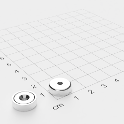 D=10 mm Bohrung 3 mm H=4.5 mm Topfmagnet mit Bohrung und Senkung Grade N38 