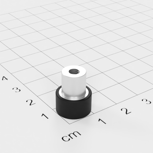 Magnetsystem mit Buchse und Innengewinde, D=12mm, H=7mm, gummiert, Grade N35, Gewinde M4