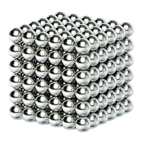 Neocube aus 5 mm Magnetkugeln - Set mit 216 Kugeln zum Würfel geformt -Grau
