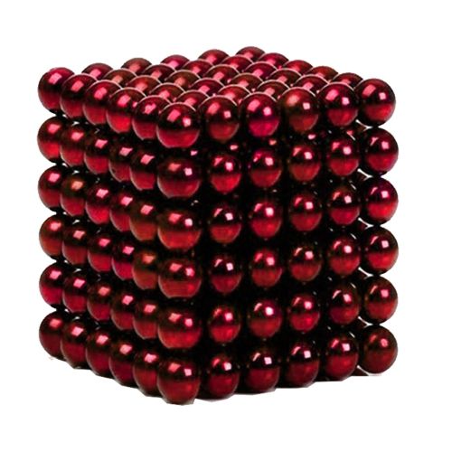 Neocube aus 5 mm Magnetkugeln - Set mit 216 Kugeln zum Würfel geformt -Rot