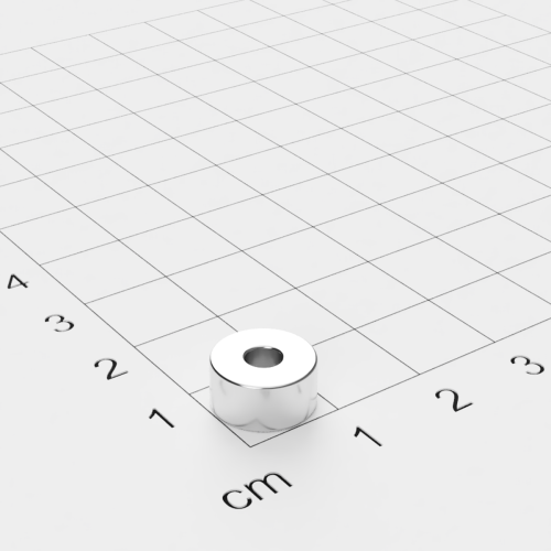 Neodym Ringmagnet, 10x5mm mit 3,4mm Bohrung, vernickelt, Grade N45