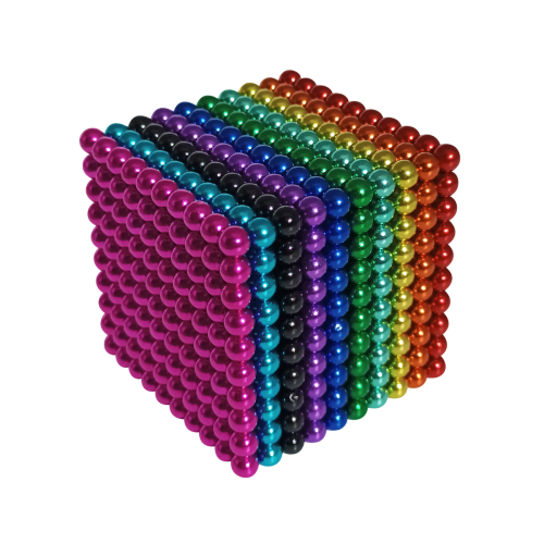 RIESEN Neocube aus 5 mm Magnetkugeln - Bunt - Set mit 1000 Kugeln zum Würfel geformt