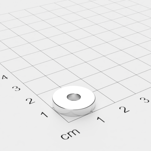 Neodym Ringmagnet, 15x3mm mit 4,5mm Bohrung, vernickelt, Grade N45