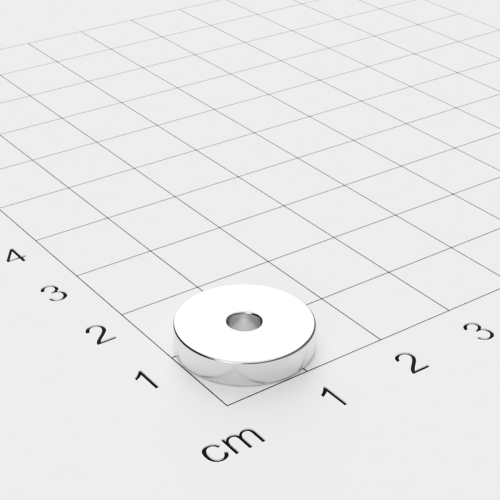 Neodym Ringmagnet, 15x3mm mit 3,5mm Bohrung, vernickelt, Grade N45