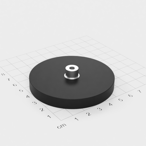 Magnetsystem mit Buchse und Innengewinde, D=66mm, H=8.5mm, gummiert, Grade N35, Gewinde M5