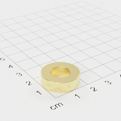 Neodym Ringmagnet, 20x6mm mit 10mm Bohrung, vergoldet, Grade N45