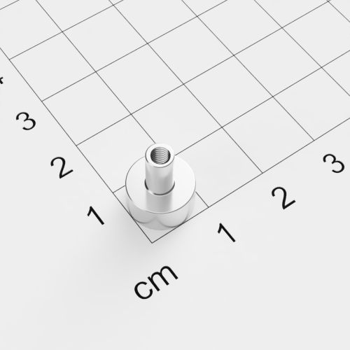 Topfmagnet mit Innengewinde, D=10mm, H=5mm, vernickelt, Grade N38, Gewinde M3