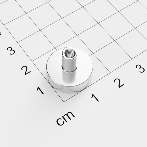 Topfmagnet mit Innengewinde, D=16mm, H=4.5mm, vernickelt, Grade N38, Gewinde M4