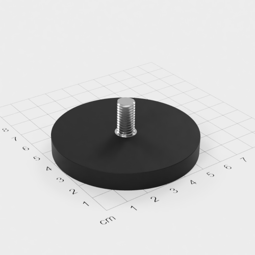 Magnetsystem mit Außengewinde, D=66mm, H=8.5mm, gummiert, Grade N35, Gewinde M8