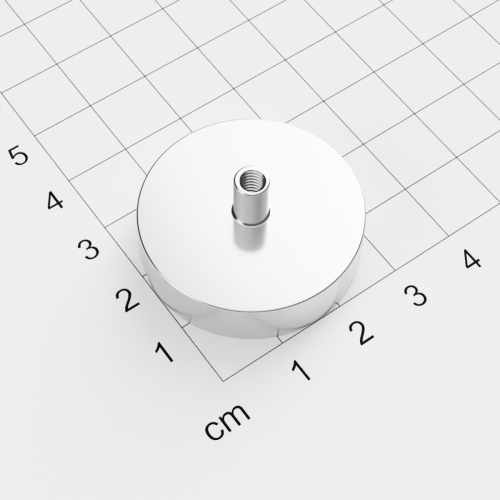 Topfmagnet mit Innengewinde, D=32mm, H=8mm, vernickelt, Grade N35, Gewinde M4
