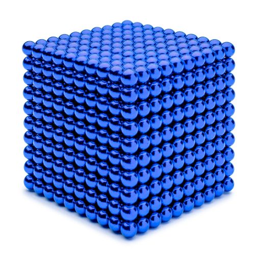 RIESEN Neocube aus 5 mm Magnetkugeln - Blau - Set mit 1000 Kugeln zum Würfel geformt