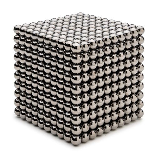 RIESEN Neocube aus 5 mm Magnetkugeln - Grau - Set mit 1000 Kugeln zum Würfel geformt
