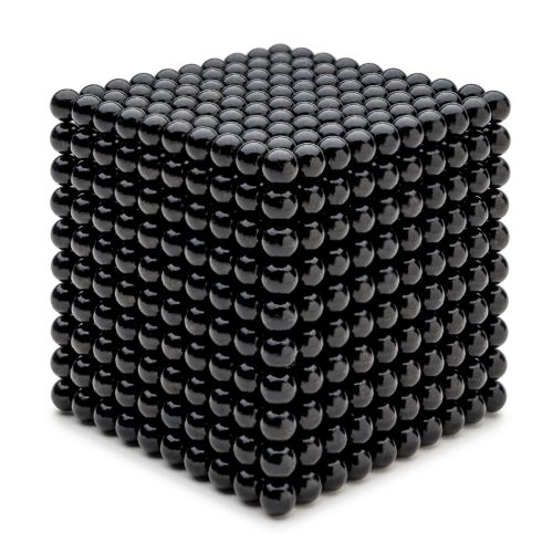 RIESEN Neocube aus 5 mm Magnetkugeln - Schwarz - Set mit 1000 Kugeln zum Würfel geformt
