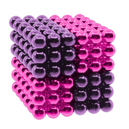 Neocube aus 5 mm Magnetkugeln - Lila-Pink - Set mit 216 Kugeln zum Würfel geformt