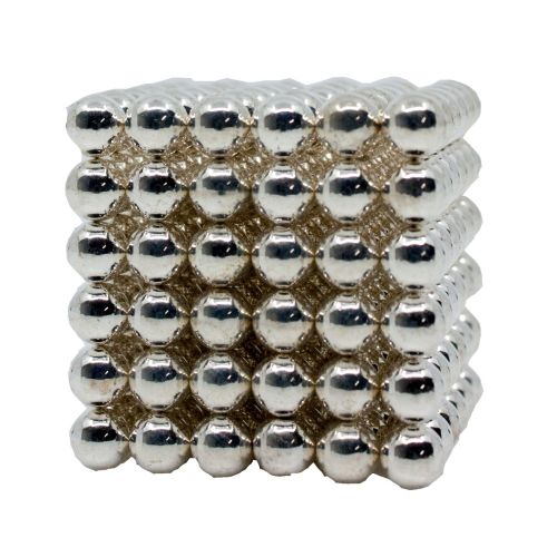 Neocube aus 5 mm Magnetkugeln - Silber - Set mit 216 Kugeln zum Würfel geformt