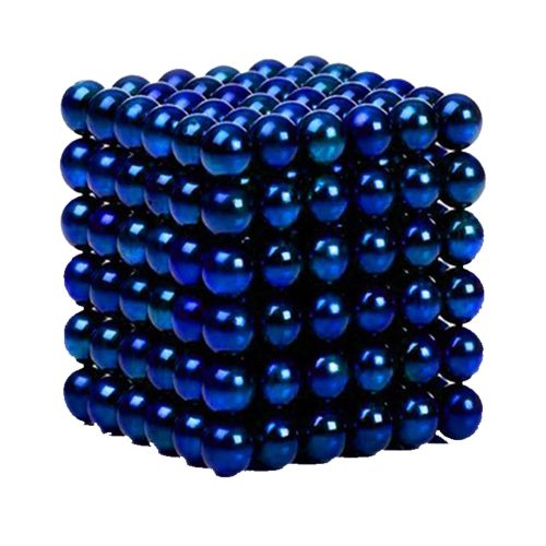 Neocube aus 5 mm Magnetkugeln - Blau - Set mit 216 Kugeln zum Würfel geformt