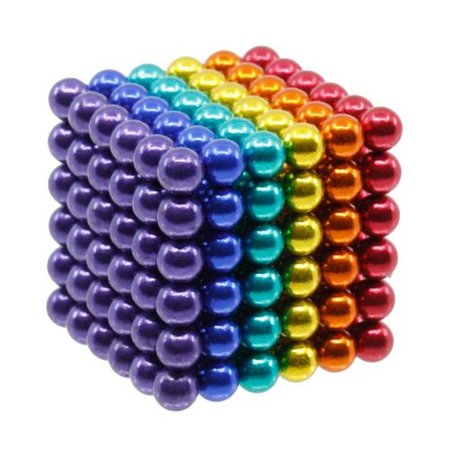 Neocube aus 5 mm Magnetkugeln - Bunt - Set mit 216 Kugeln zum Würfel geformt