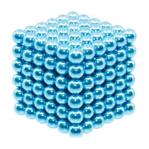 Neocube aus 5 mm Magnetkugeln - Hellblau - Set mit 216 Kugeln zum Würfel geformt