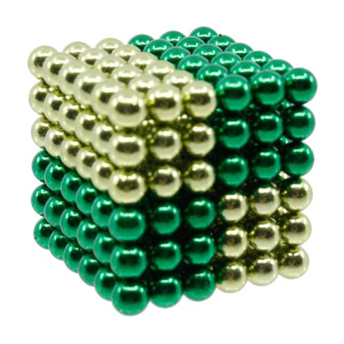 Neocube aus 5 mm Magnetkugeln - Hellgrün-Grün - Set mit 216 Kugeln zum Würfel geformt