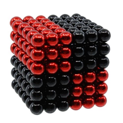 Neocube aus 5 mm Magnetkugeln - Rot-Schwarz - Set mit 216 Kugeln zum Würfel geformt