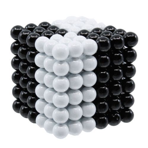 Neocube aus 5 mm Magnetkugeln - Schwarz-Weiß - Set mit 216 Kugeln zum Würfel geformt