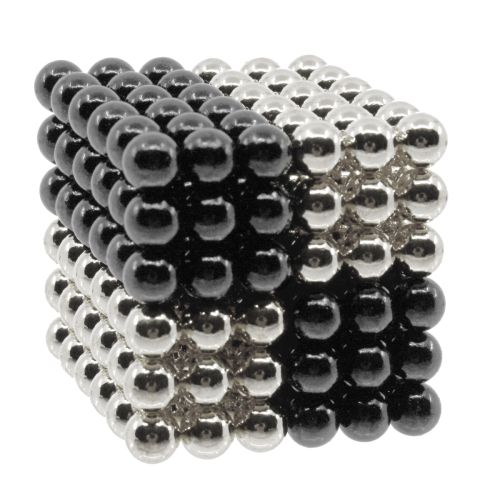 Neocube aus 5 mm Magnetkugeln - Silber-Grau - Set mit 216 Kugeln zum Würfel geformt